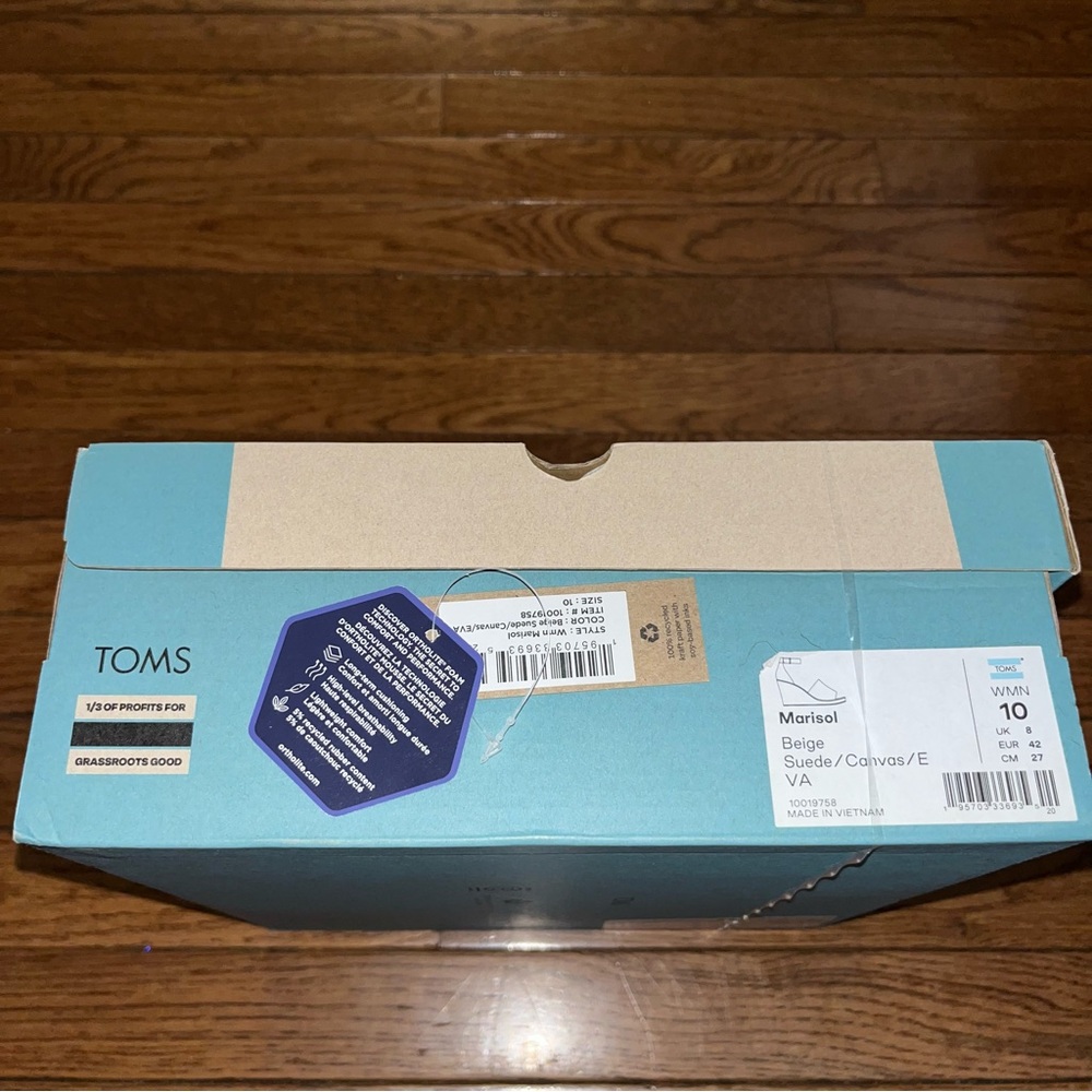 TOMS Marisol Espadrilles Wedge Sandals Natural Cream  & Tan Women’s Size 10 - Picture 8 of 10
